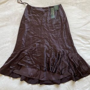 Ralph Lauren brown silk skirt size 10 petite